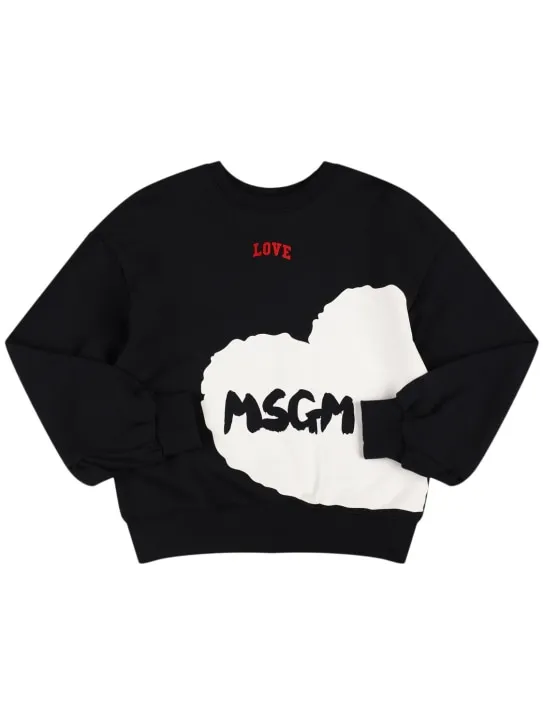 MSGM   Love logo printed cotton sweatshirt 