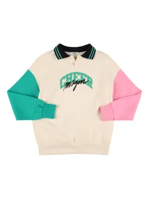 MSGM   Printed cotton polo sweatshirt 