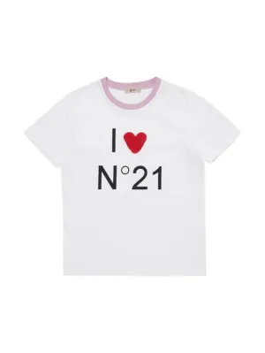 N°21   Logo print cotton jersey t-shirt w/patch 