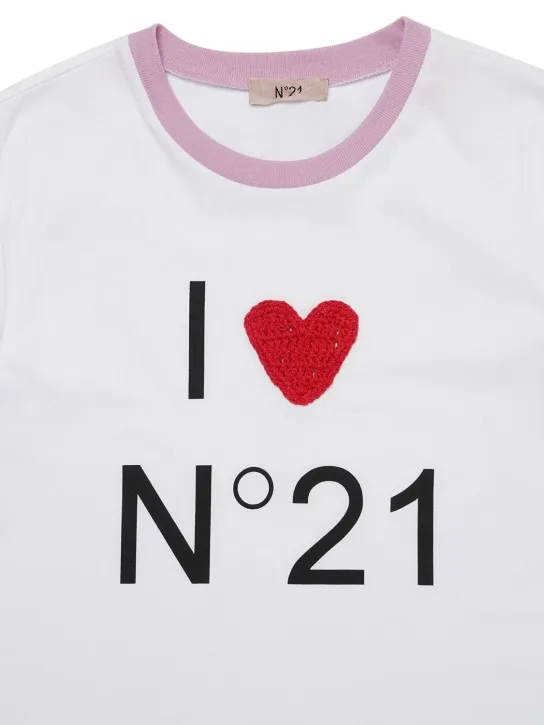 N°21   Logo print cotton jersey t-shirt w/patch 