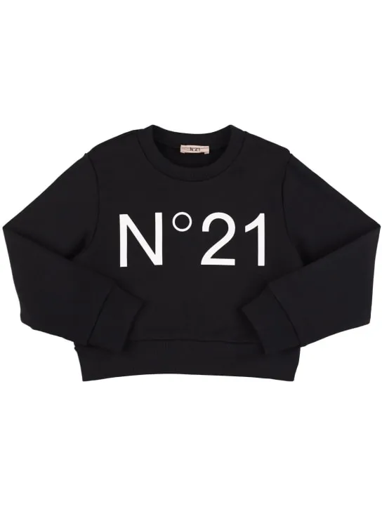 N°21   Logo print cropped cotton sweatshirt 