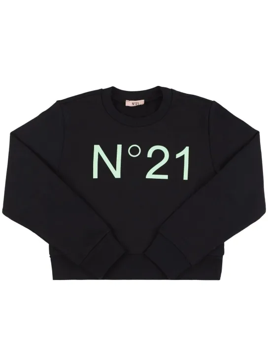 N°21   Printed cotton crop sweatshirt 
