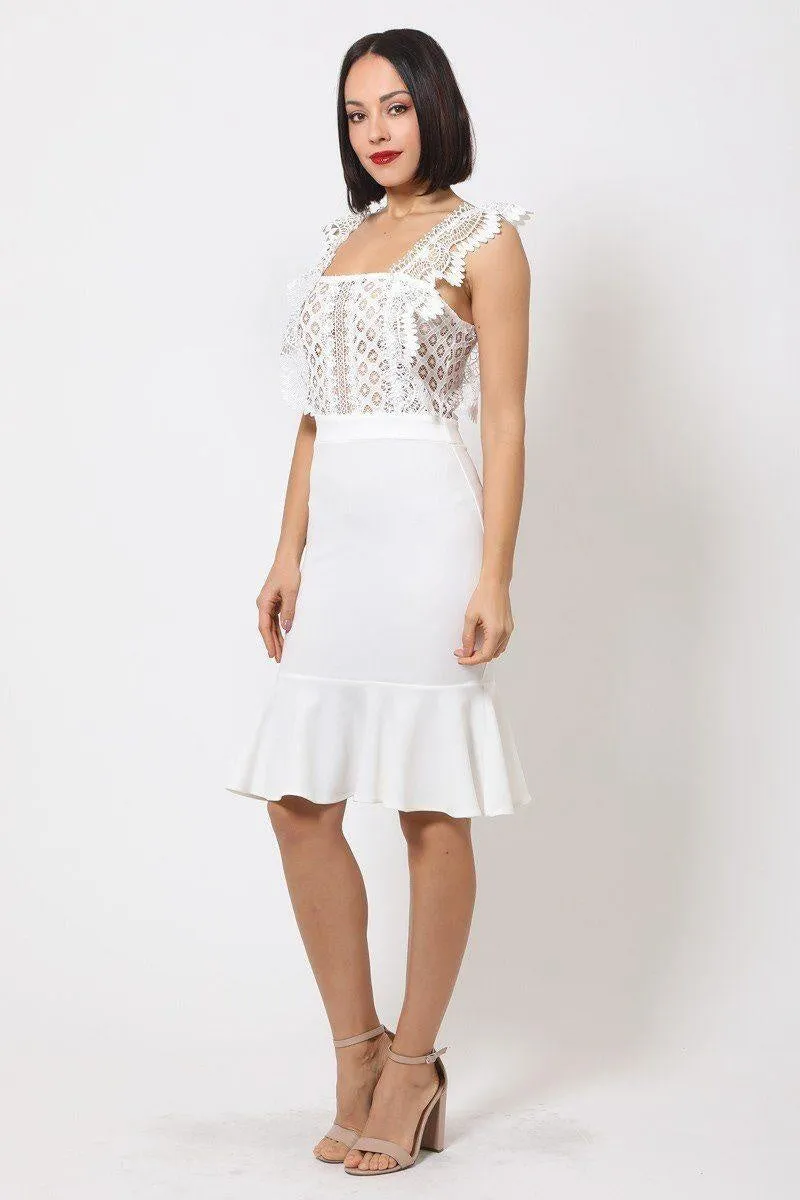 Off White Mermaid Midi Dress
