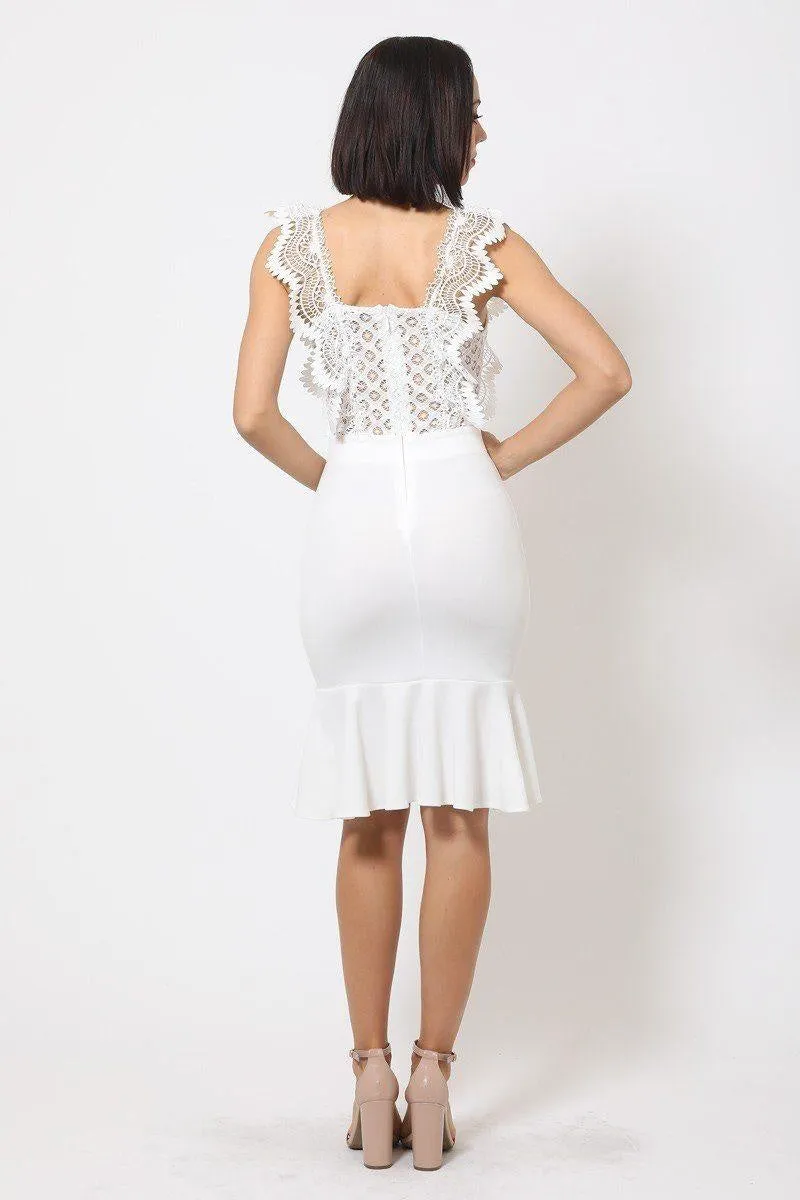 Off White Mermaid Midi Dress