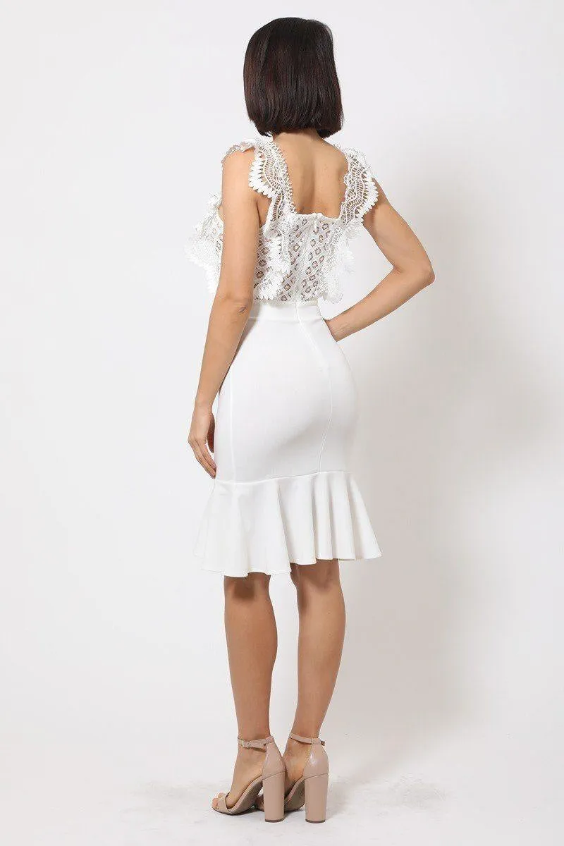 Off White Mermaid Midi Dress