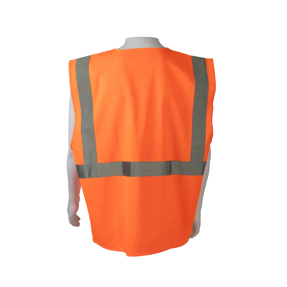 OV2-CB0 ANSI/ISEA 107-2015 CLASS 2 Orange Solid Safety Vest Zipper Closure
