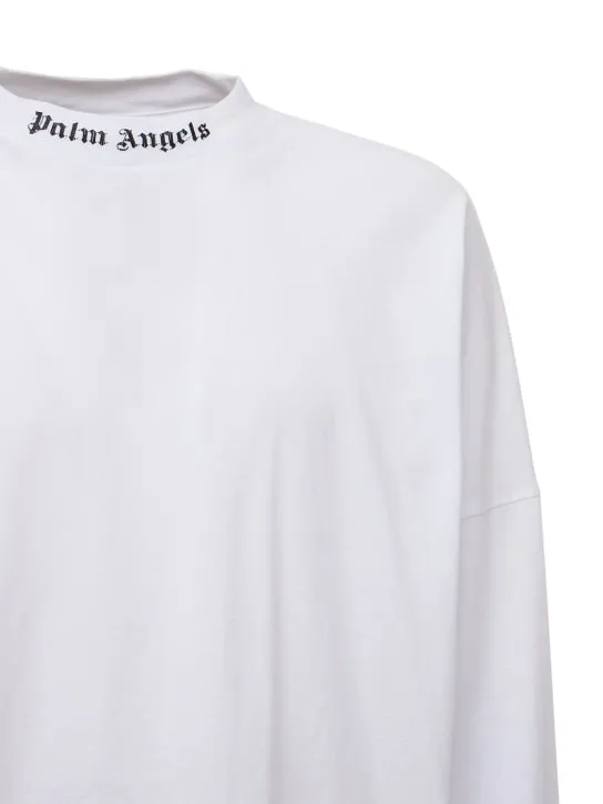 Palm Angels   Logo print over cotton  t-shirt 