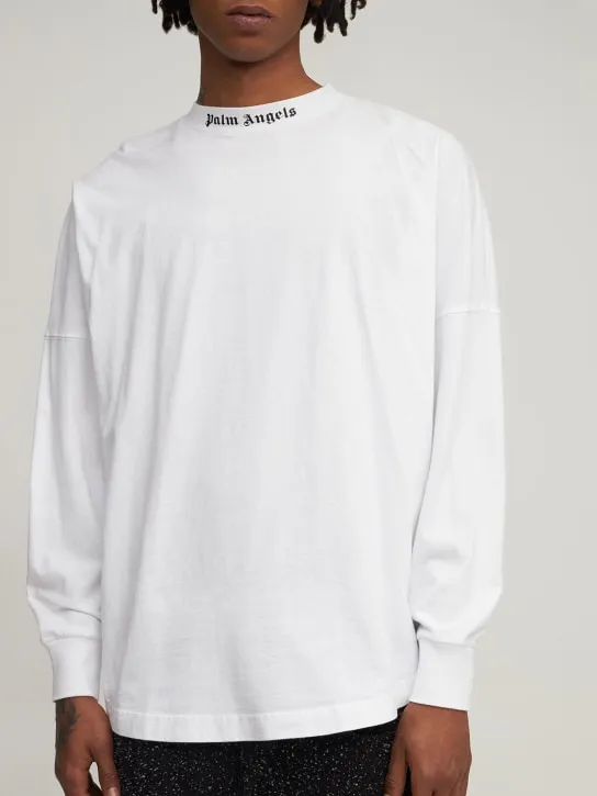 Palm Angels   Logo print over cotton  t-shirt 