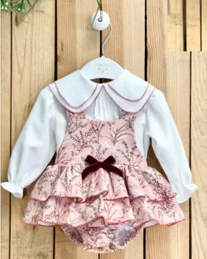 Pink Floral Overall Bloomer Set