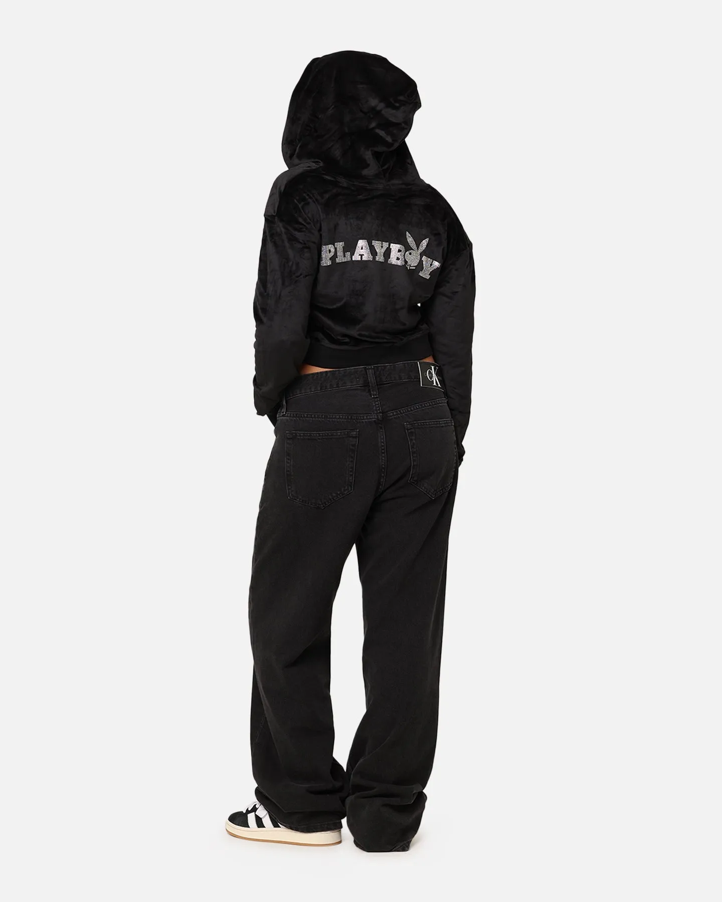Playboy Women's Bunny O Velour Jacket Black