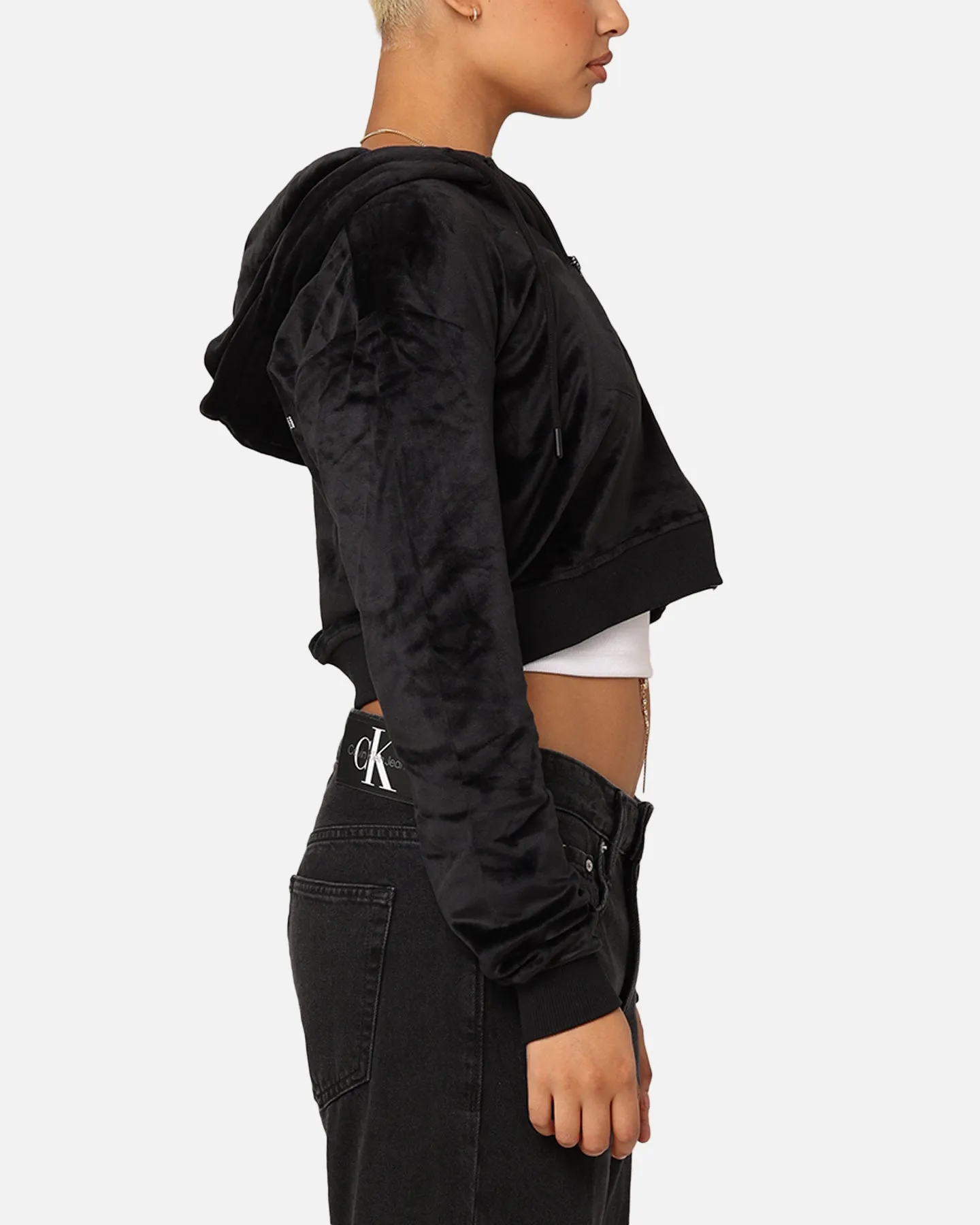 Playboy Women's Bunny O Velour Jacket Black