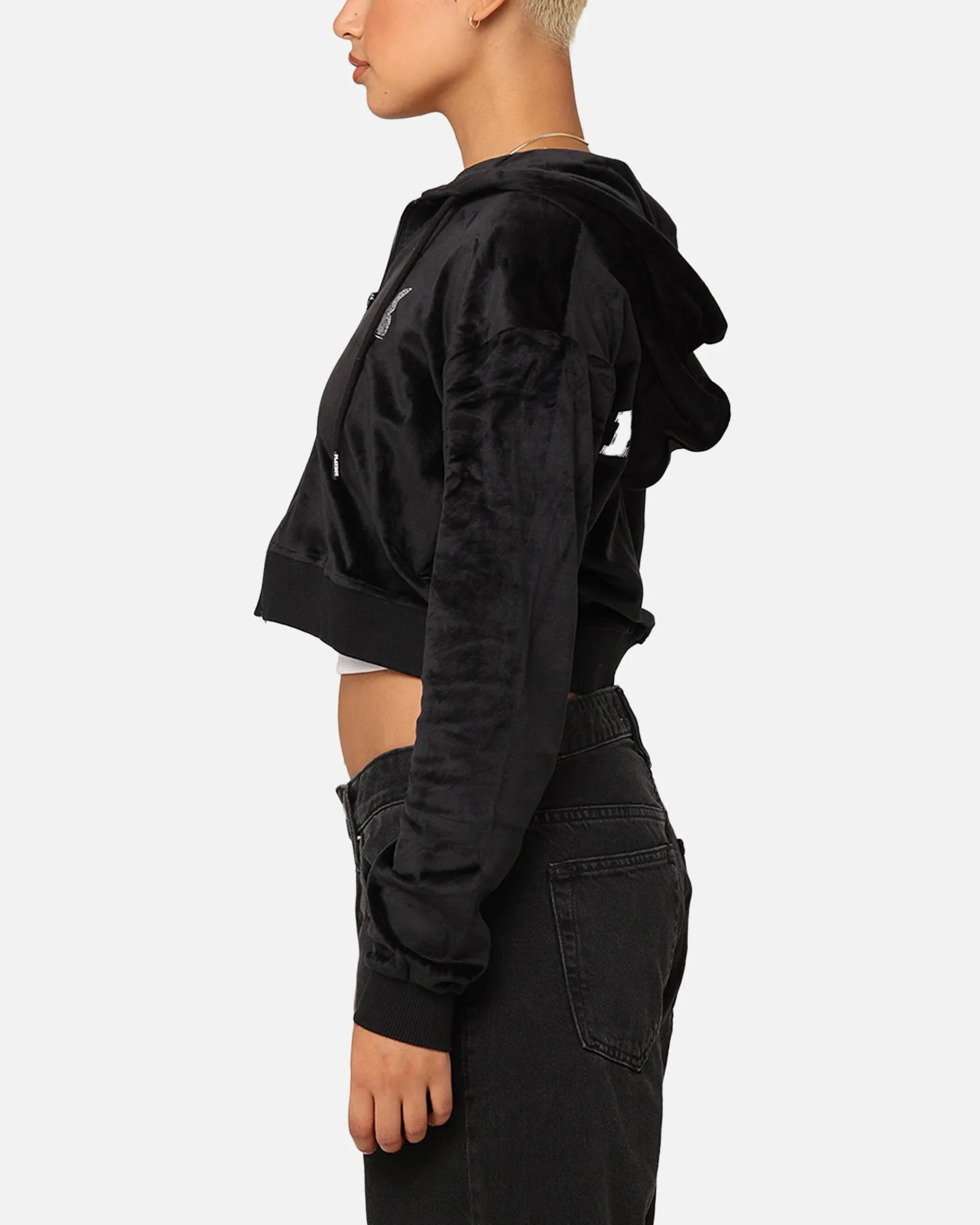 Playboy Women's Bunny O Velour Jacket Black
