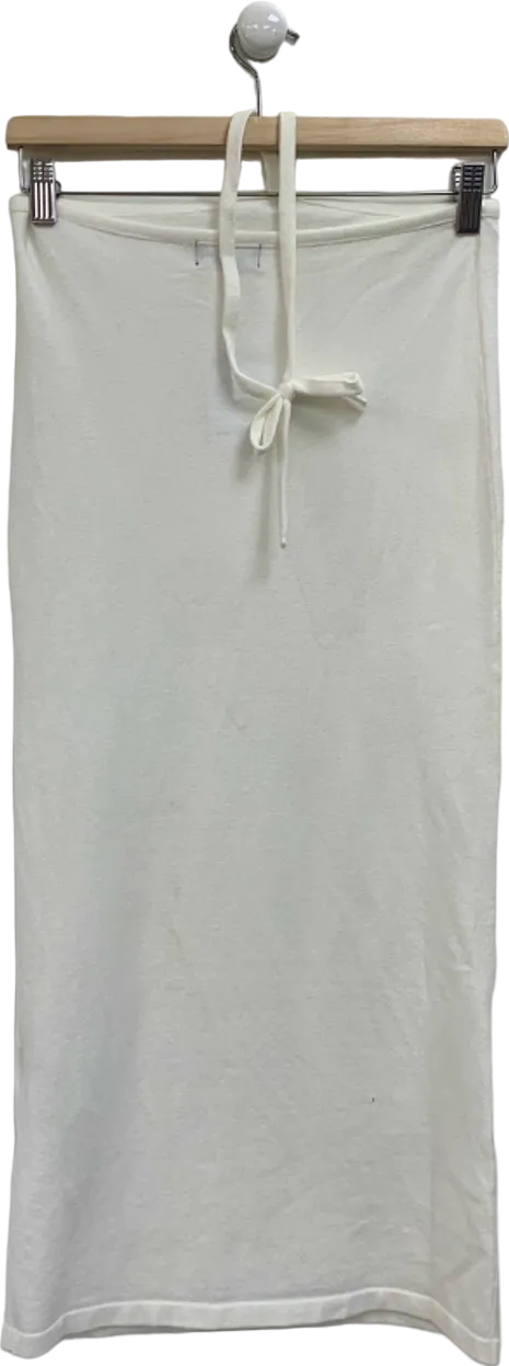 PrettyLittleThing White Midi Skirt UK S