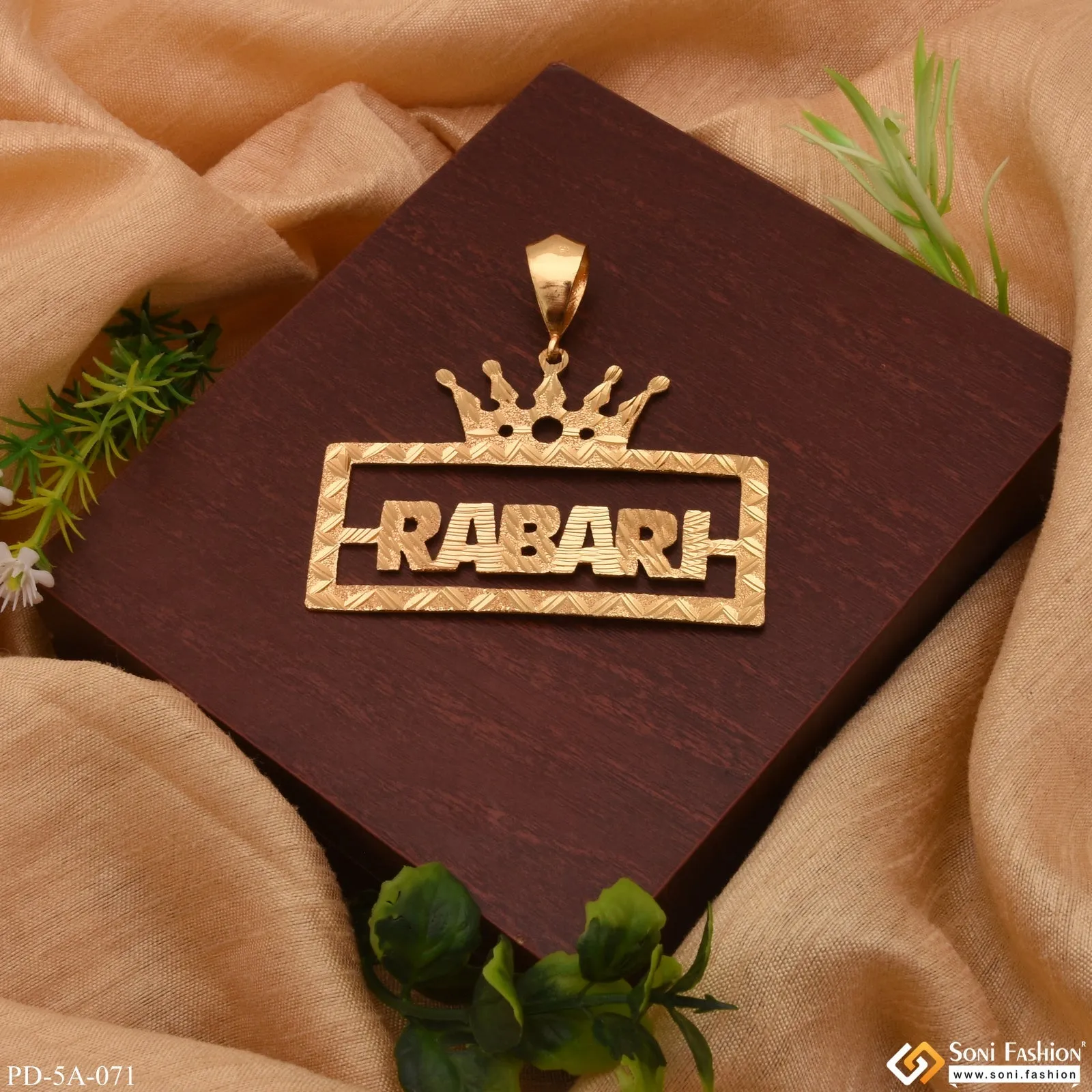 Rabari-(Letter) King-Crown Eye-Catching Design Gold Plated Pendant - Style A071