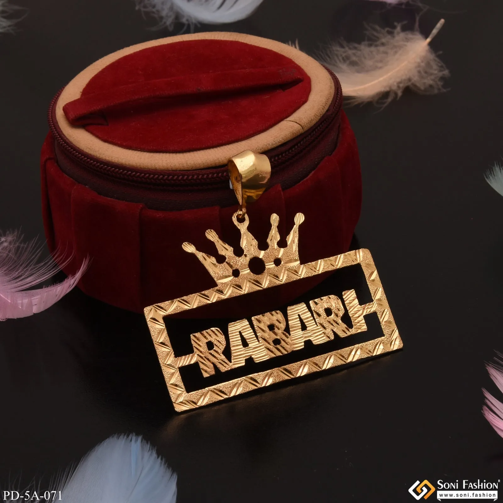 Rabari-(Letter) King-Crown Eye-Catching Design Gold Plated Pendant - Style A071