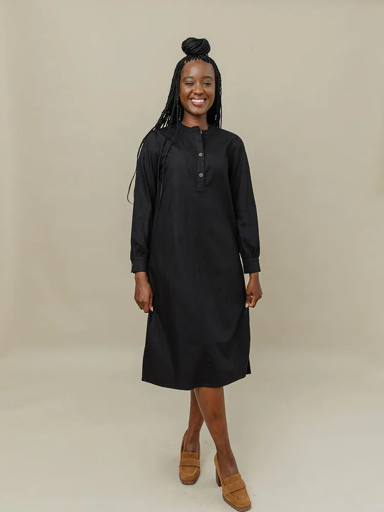 Ranji Midi Dress - Black Denim