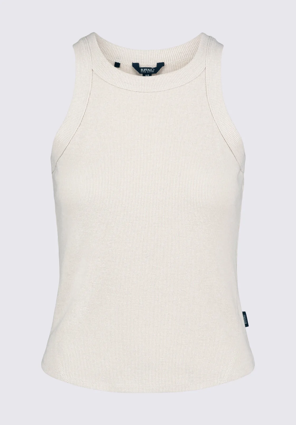 Regine Women's Ribbed Tank Top, Beige - KT0141S