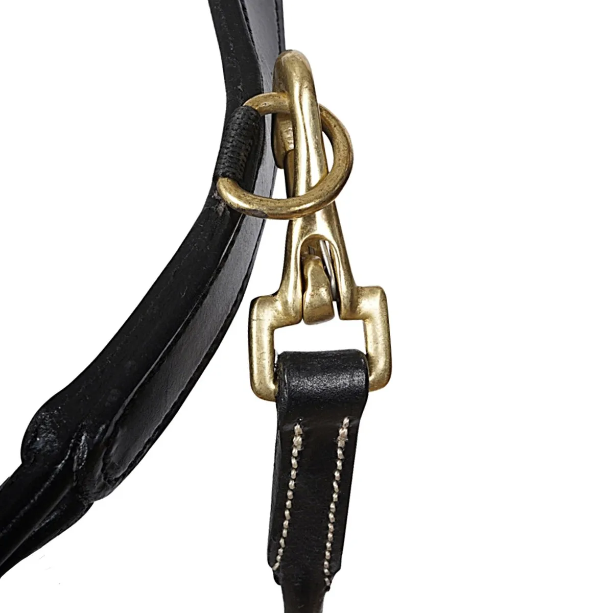ROLLED LEATHER GROOMING HEAD COLLAR WITH BRASS HARDWARE Black
