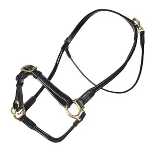 ROLLED LEATHER GROOMING HEAD COLLAR WITH BRASS HARDWARE Black