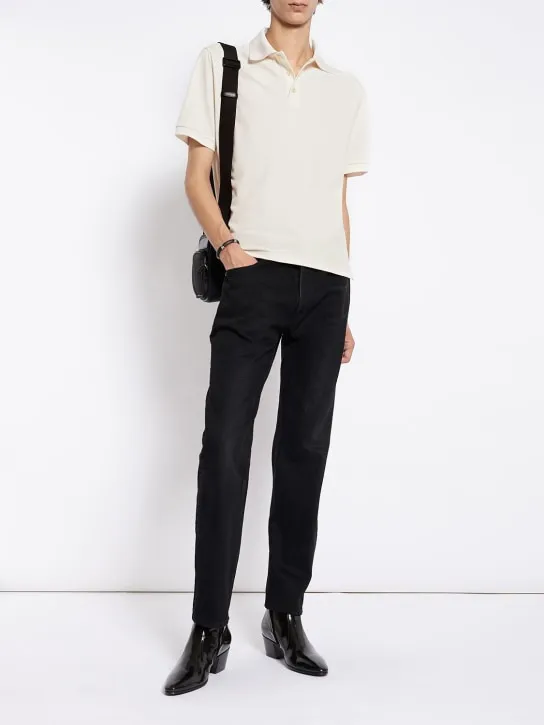 Saint Laurent   Cassandre cotton blend polo shirt 