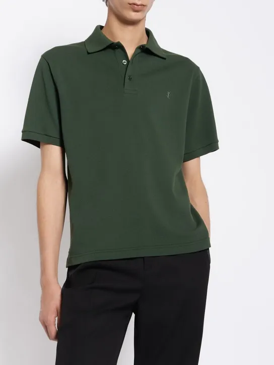 Saint Laurent   Cassandre cotton blend polo shirt 