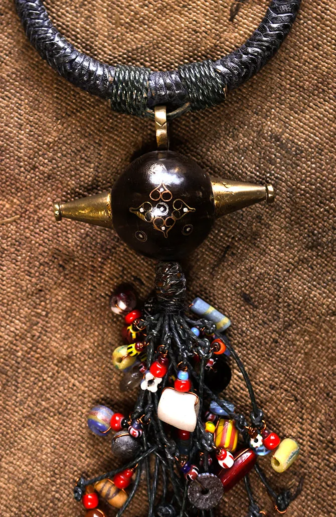 Statement Tribal Jewelry Necklace, Trade Beads Pendant, African