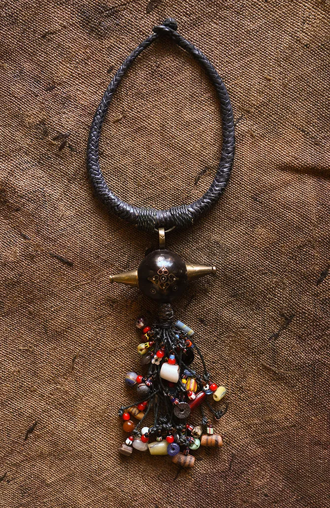 Statement Tribal Jewelry Necklace, Trade Beads Pendant, African