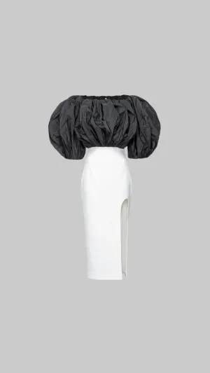 Taffeta Black and White Dress