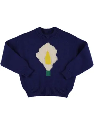 The Animals Observatory   Flower intarsia wool tricot knit sweater 