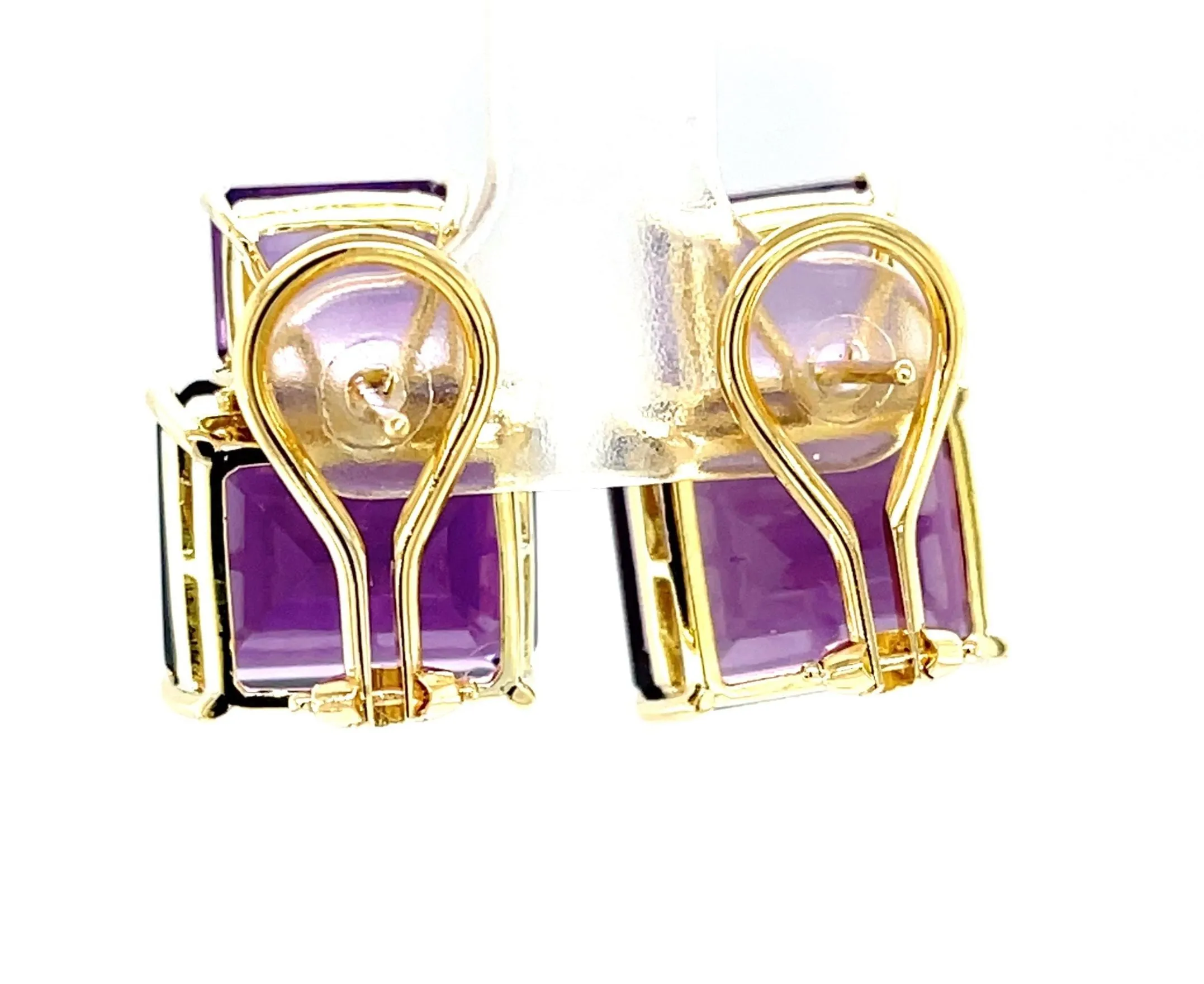 Two-toned Amethyst and 18k Yellow Gold French Clip Earrings, 24.62 Carats Total