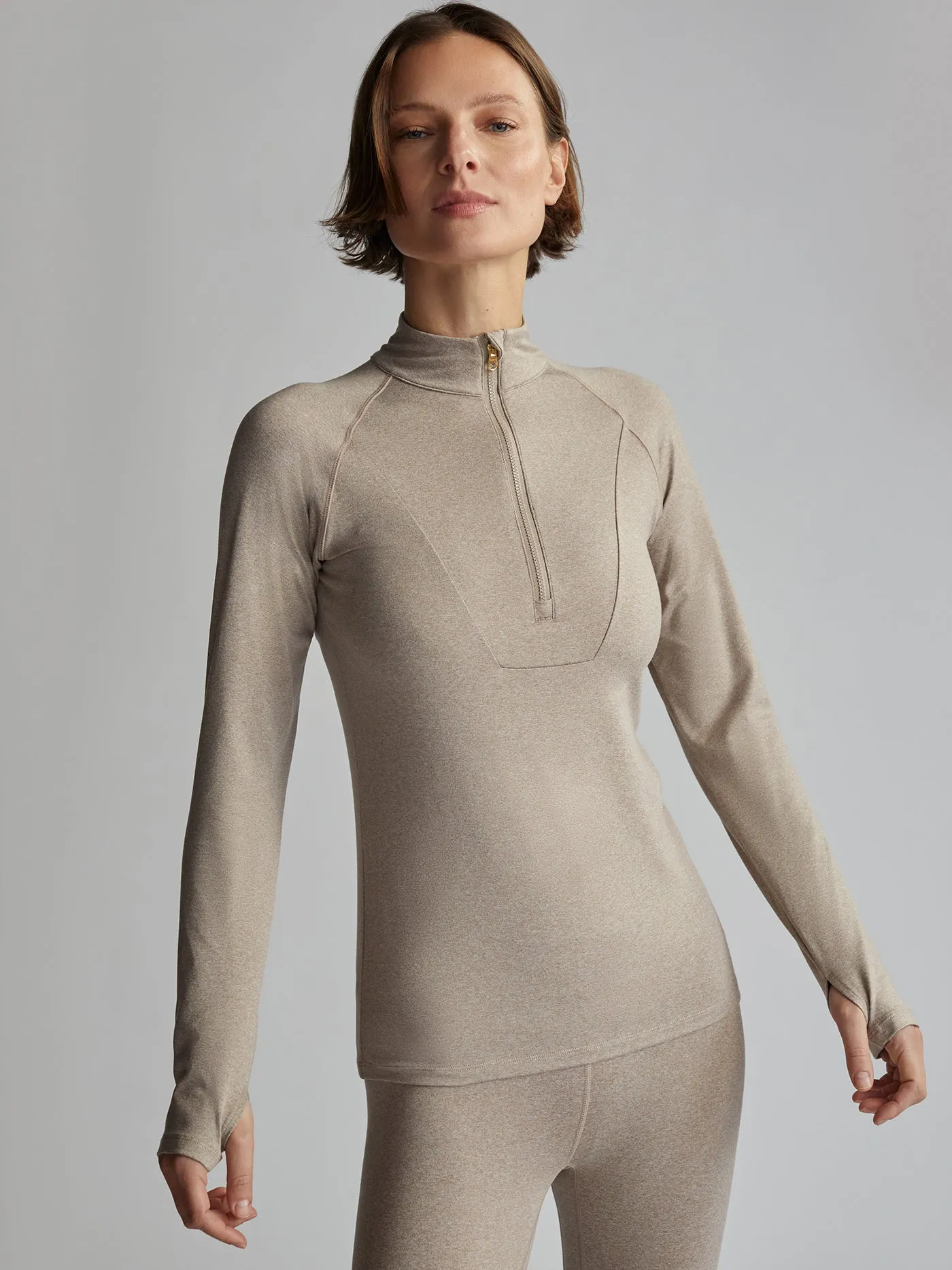 Varley Always Warm Base Layer Half Zip - Taupe Marl