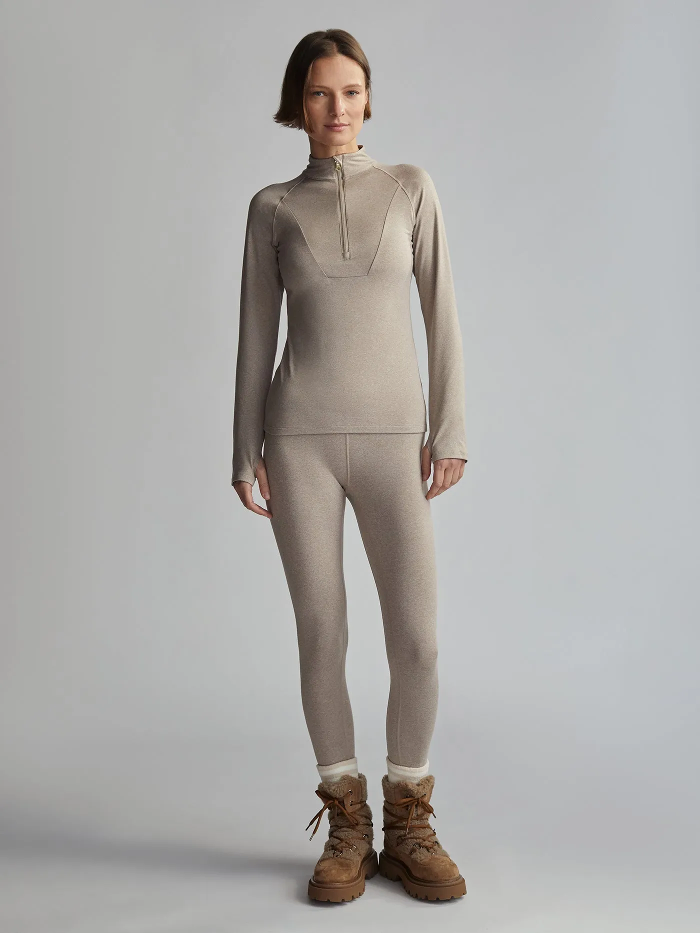 Varley Always Warm Base Layer Half Zip - Taupe Marl