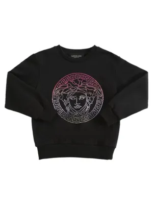 Versace   Embellished logo cotton sweatshirt 