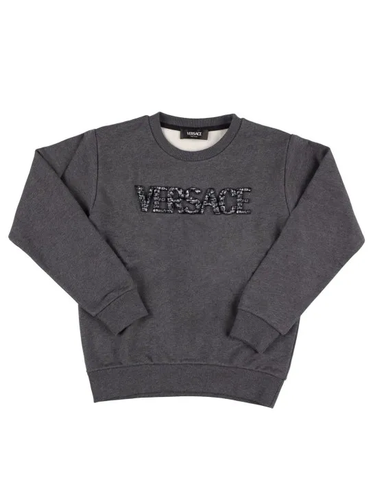 Versace   Embroidered logo cotton sweatshirt 