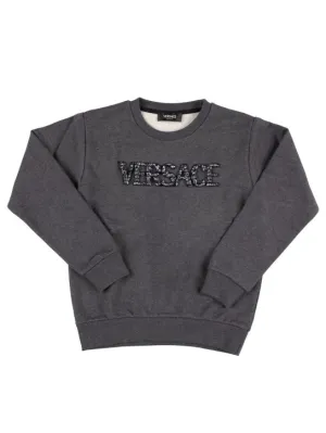 Versace   Embroidered logo cotton sweatshirt 