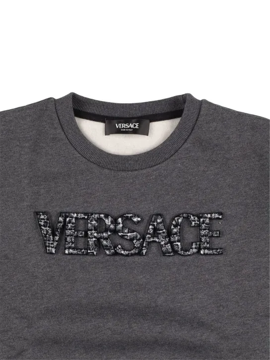 Versace   Embroidered logo cotton sweatshirt 
