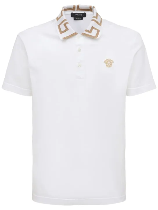 Versace   Greca lurex cotton piquet polo 