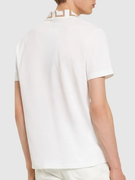 Versace   Greca lurex cotton piquet polo 