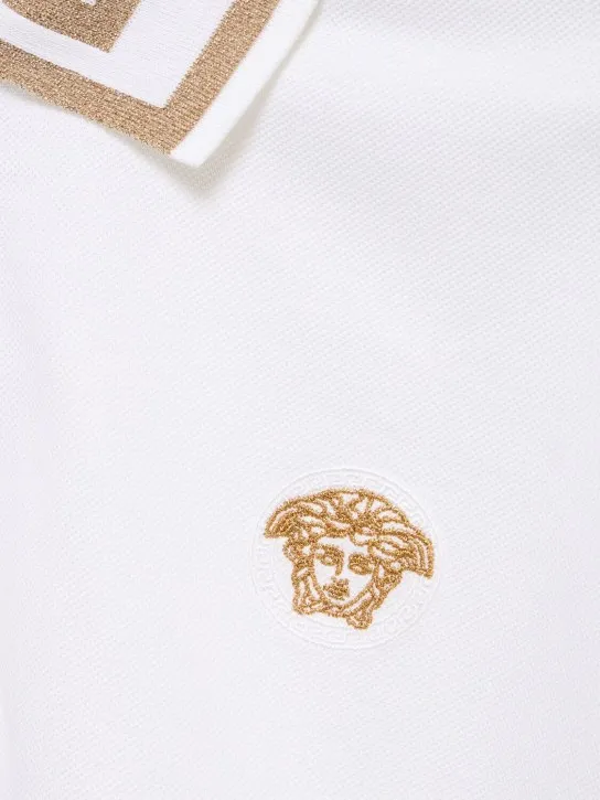 Versace   Greca lurex cotton piquet polo 