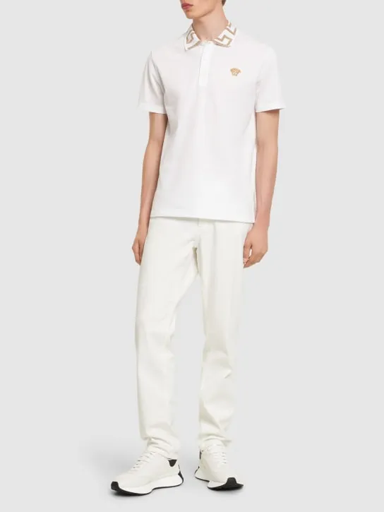 Versace   Greca lurex cotton piquet polo 