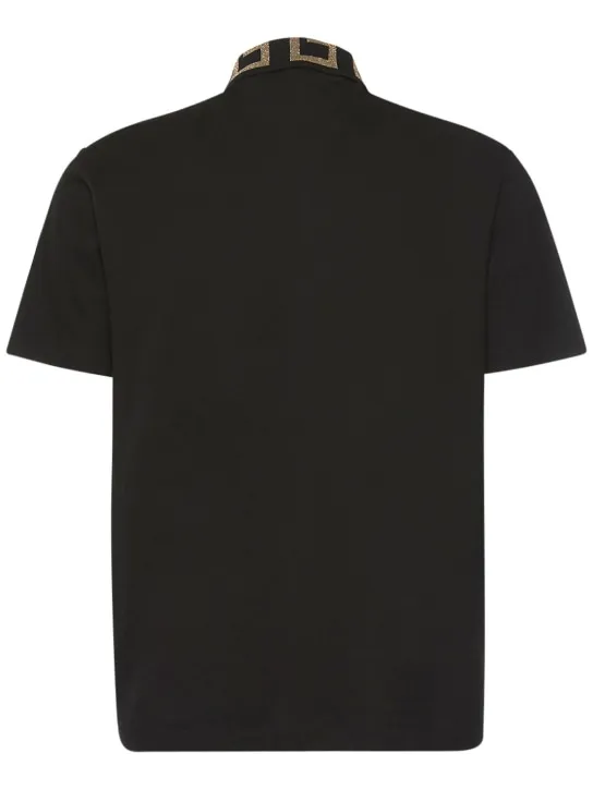 Versace   Greca lurex cotton piquet polo 