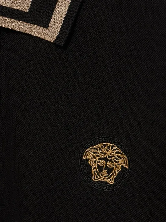 Versace   Greca lurex cotton piquet polo 