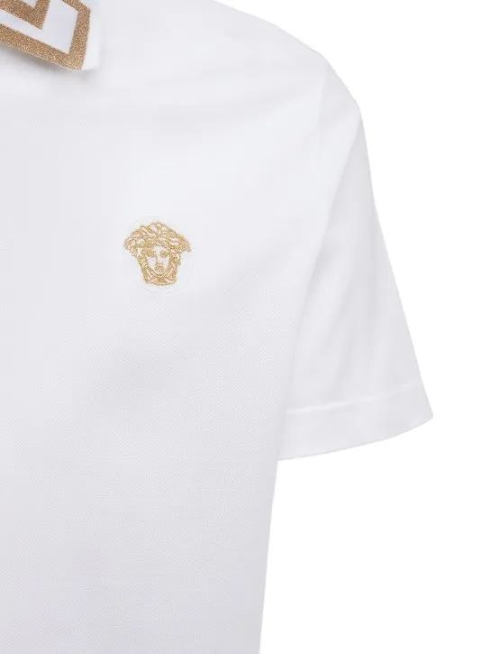 Versace   Greca lurex cotton piquet polo 