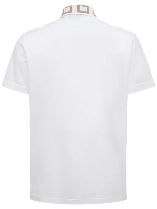 Versace   Greca lurex cotton piquet polo 