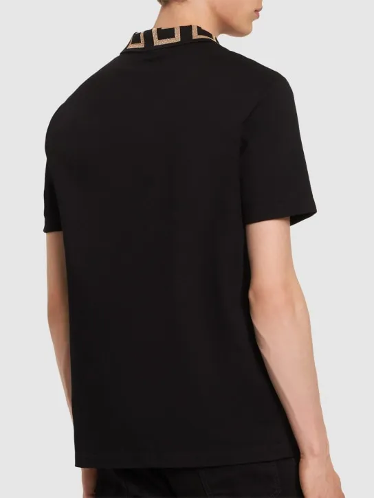 Versace   Greca lurex cotton piquet polo 