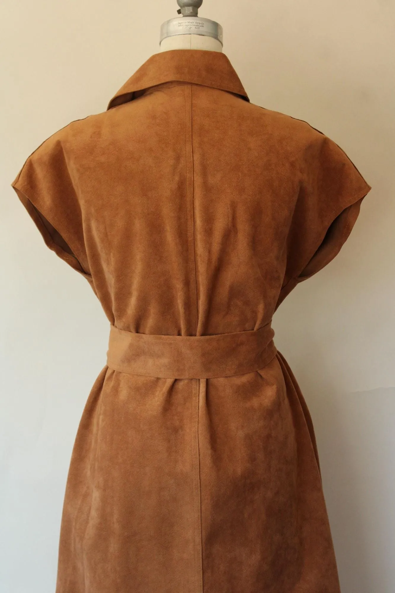 Vintage 1970s Faux Suede Dress with Pockets and Belt