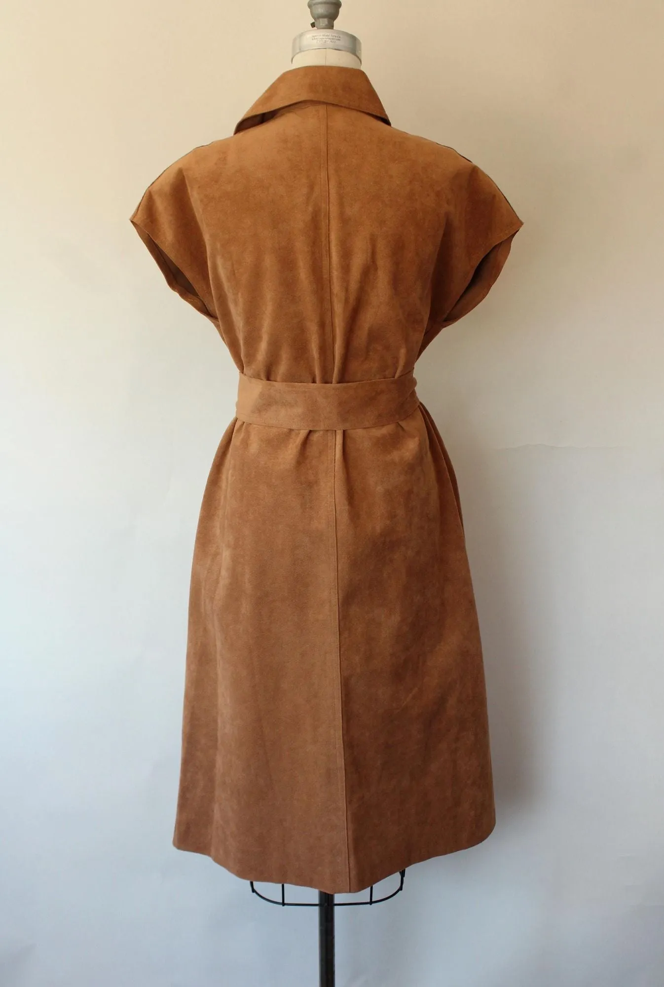 Vintage 1970s Faux Suede Dress with Pockets and Belt