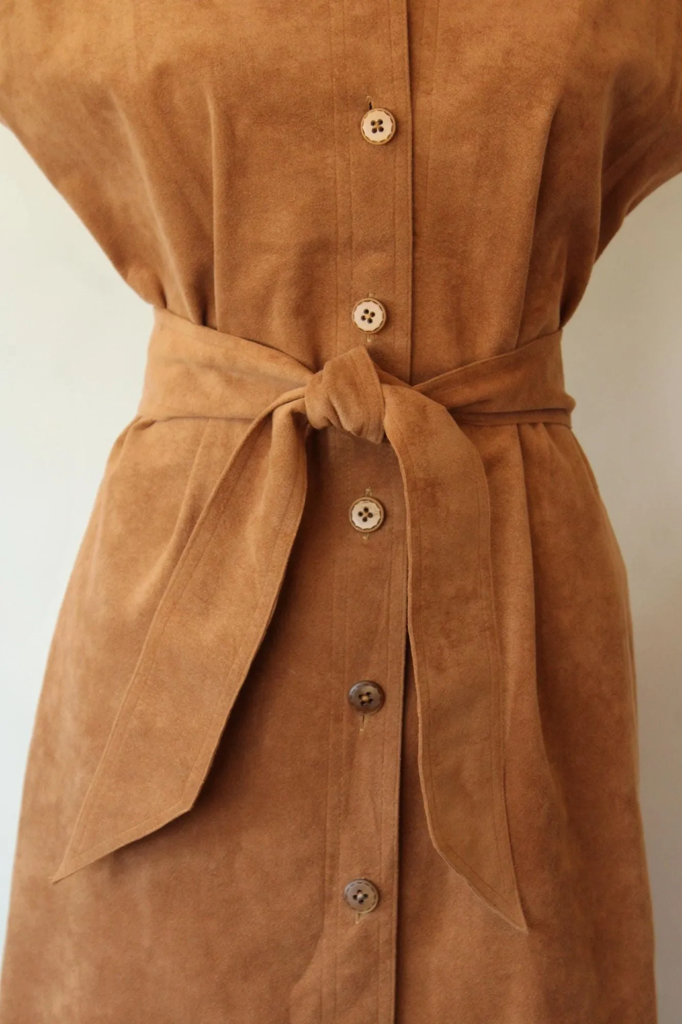 Vintage 1970s Faux Suede Dress with Pockets and Belt