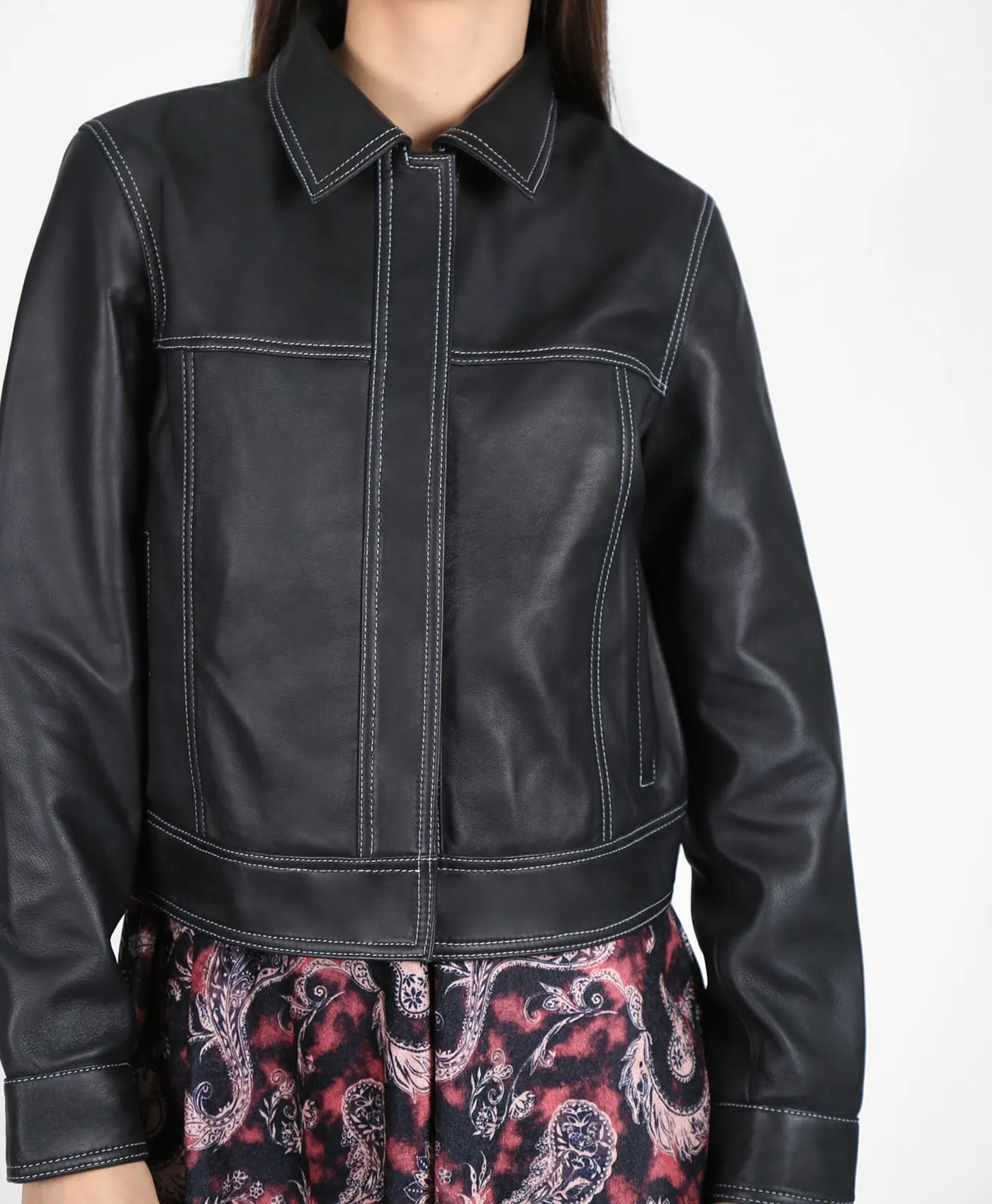 Vintage Vixen Contrast Leather Jacket