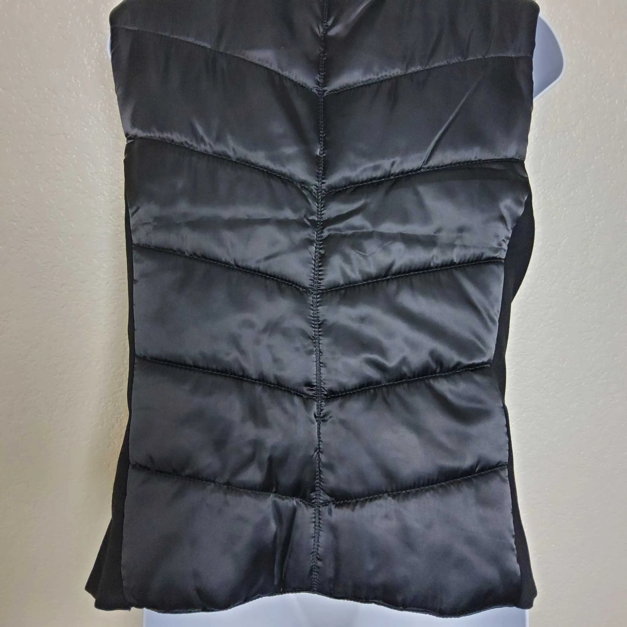 White House Black Market Black Tank Vest with Fur Collar, Women's Medium